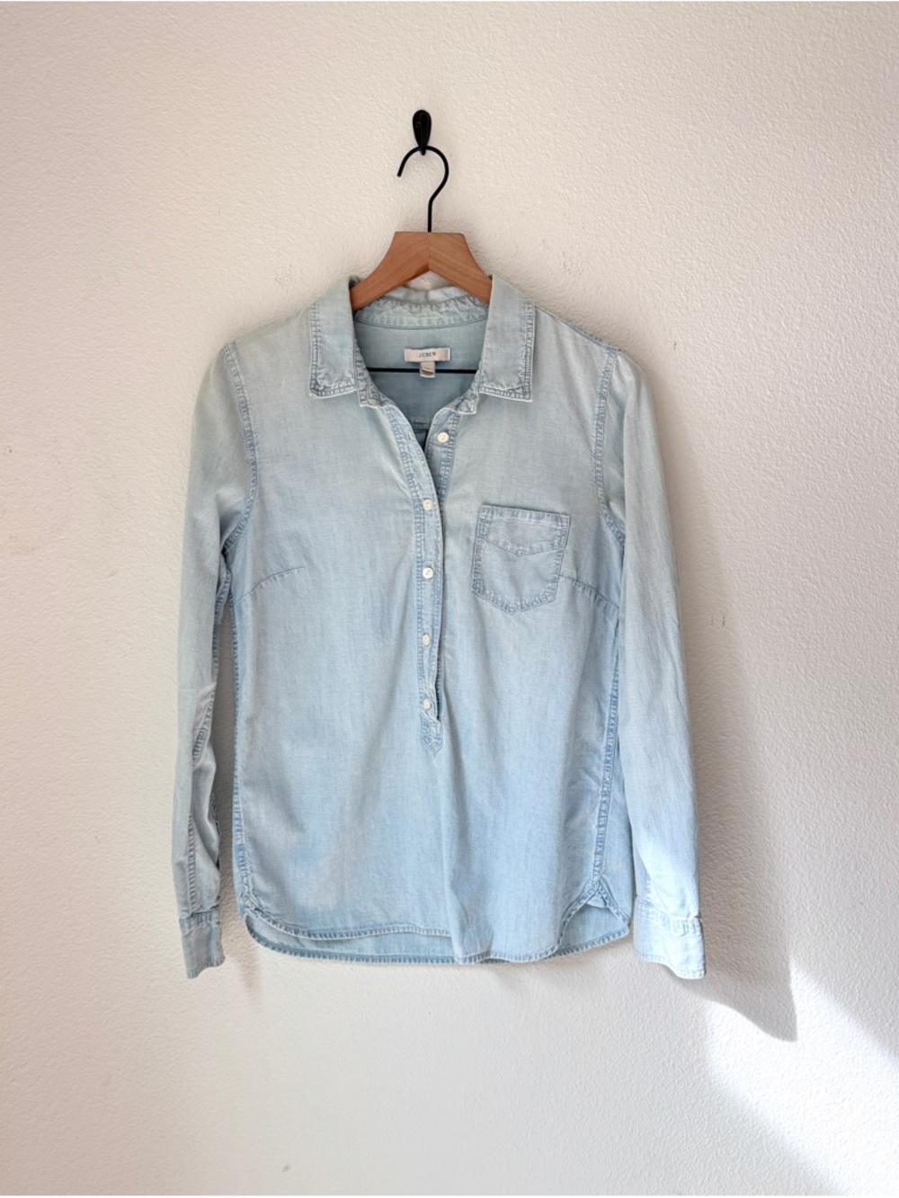 J. Crew Chambray Denim Button-Up Popover Shirt - small -GUC